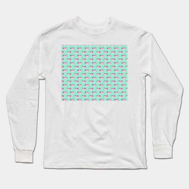 Watermelon Axolotl Pattern Long Sleeve T-Shirt by saradaboru